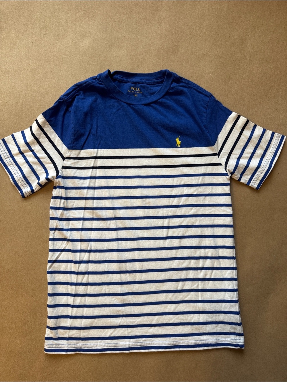 100% Cotton Polo by Ralph Lauren Boys M Royal Blue & White Short Sleeve Tshirt
